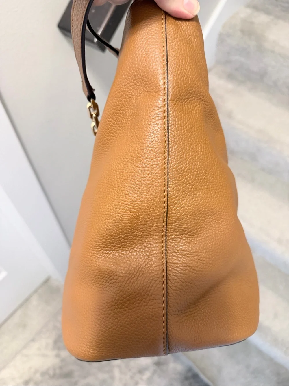 Michael Kors Studio Mercer Chain-Link Leather Tote classic shade luggage brown